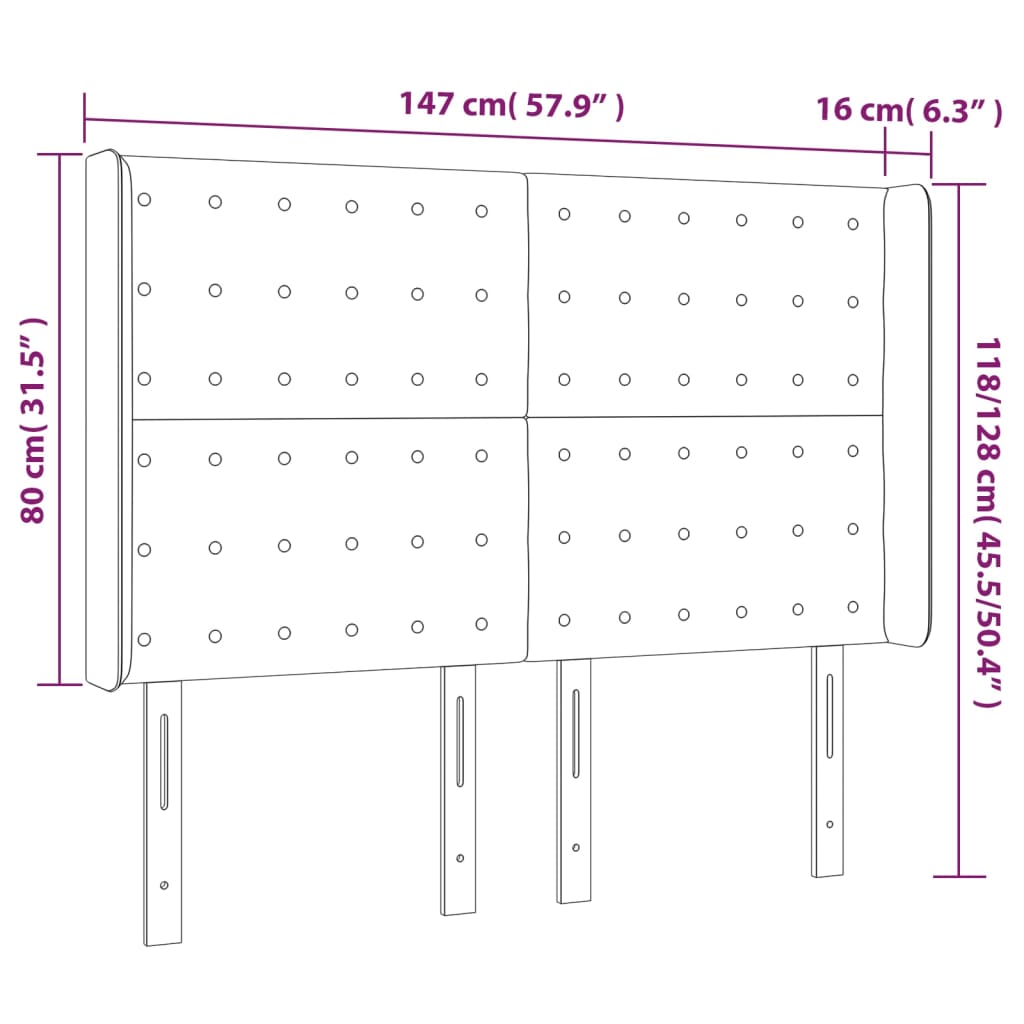 Tête de lit à LED Gris foncé 147x16x118/128 cm Tissu - XIOS