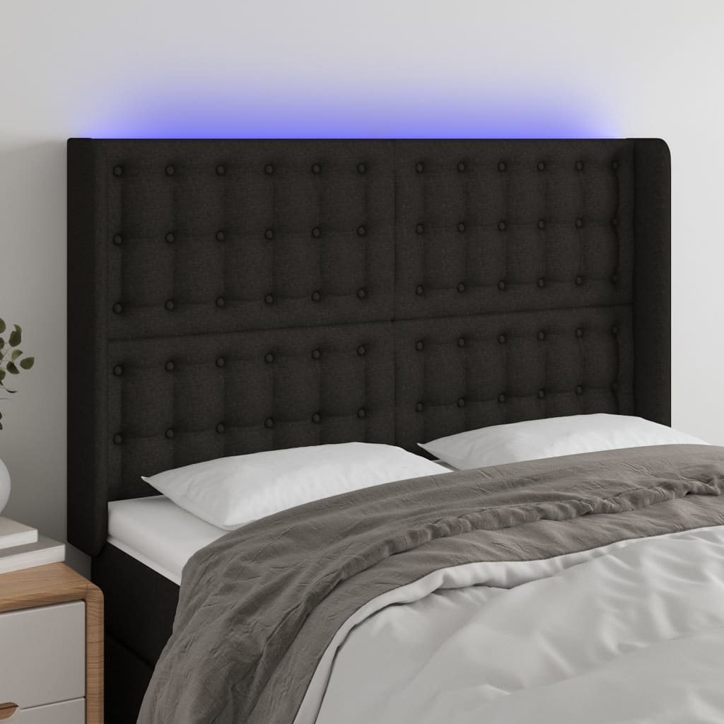 Tête de lit à LED Noir 147x16x118/128 cm Tissu - XIOS