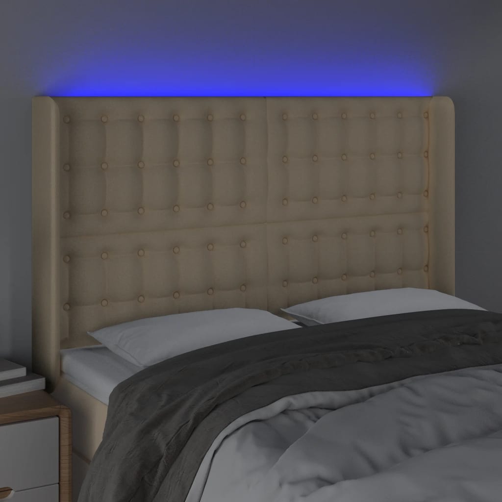 Tête de lit à LED Crème 147x16x118/128 cm Tissu - XIOS