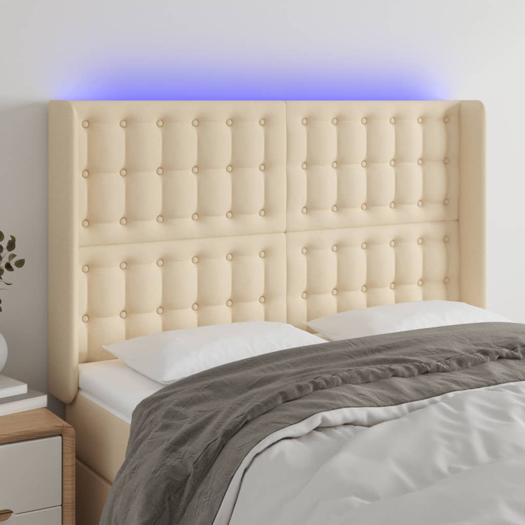 Tête de lit à LED Crème 147x16x118/128 cm Tissu - XIOS