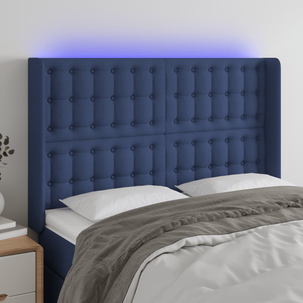 Tête de lit à LED Bleu 147x16x118/128 cm Tissu - XIOS