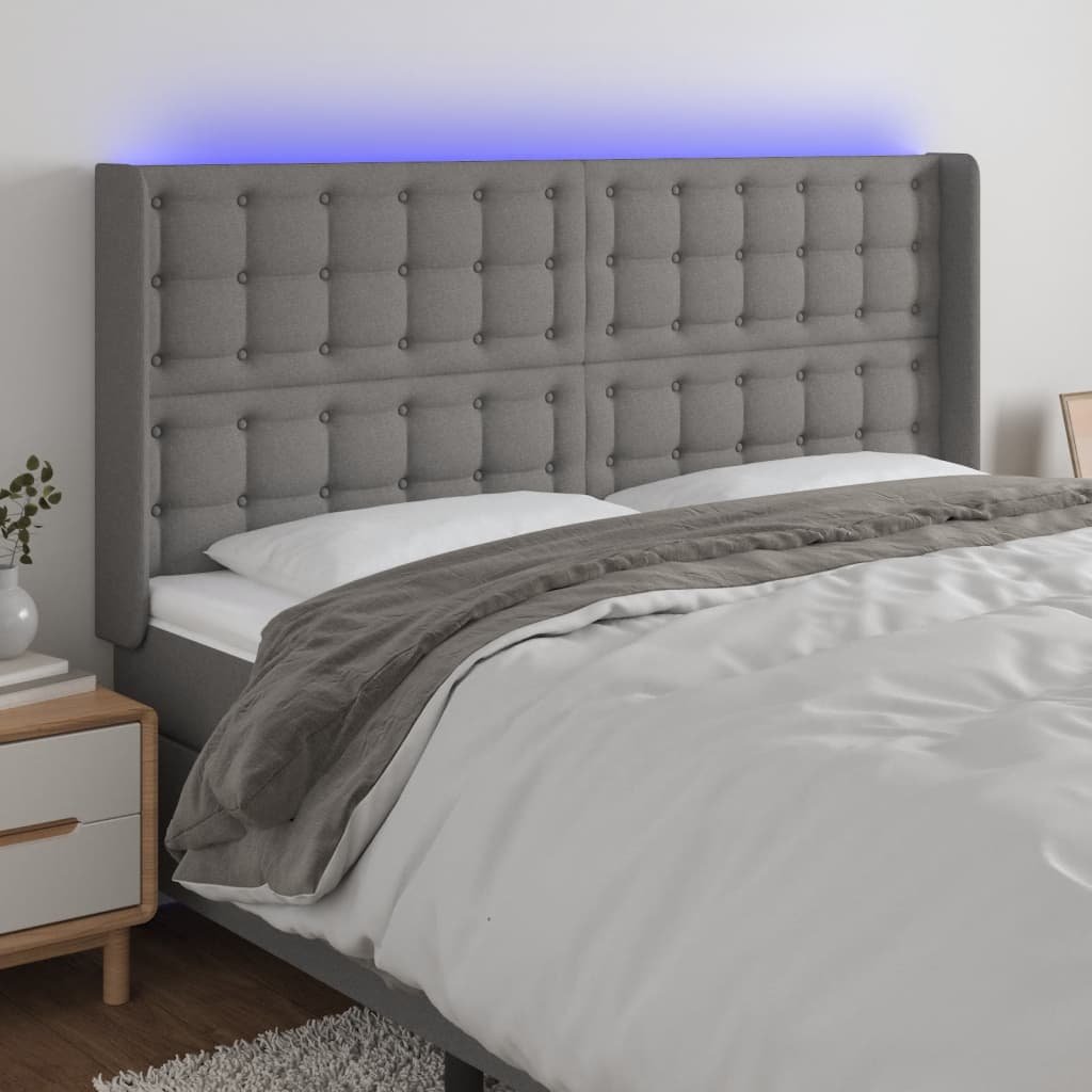 Tête de lit à LED Gris foncé 183x16x118/128 cm Tissu - XIOS