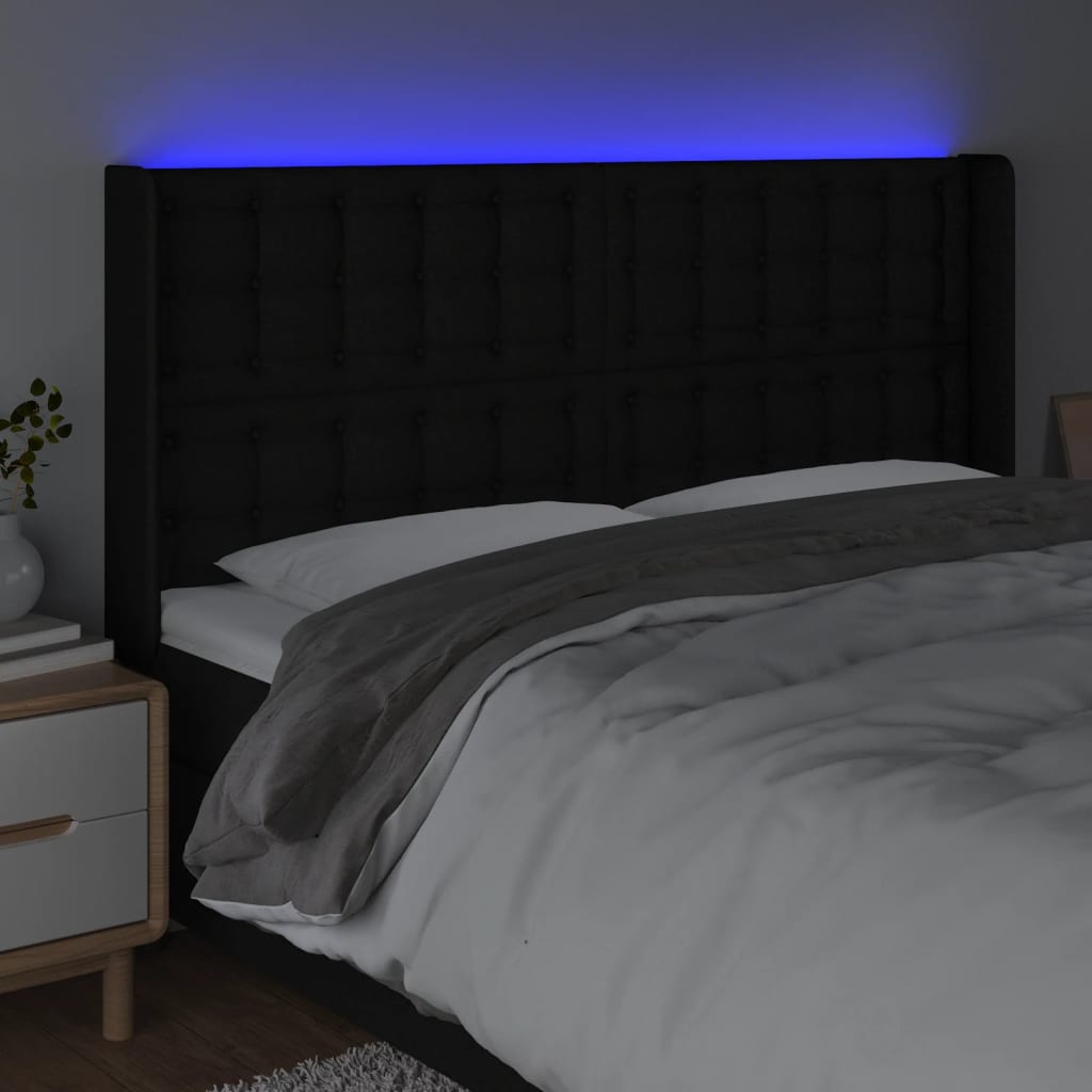 Tête de lit à LED Noir 183x16x118/128 cm Tissu - XIOS