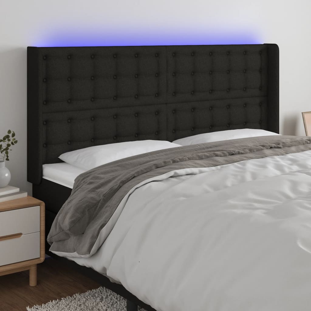 Tête de lit à LED Noir 183x16x118/128 cm Tissu - XIOS