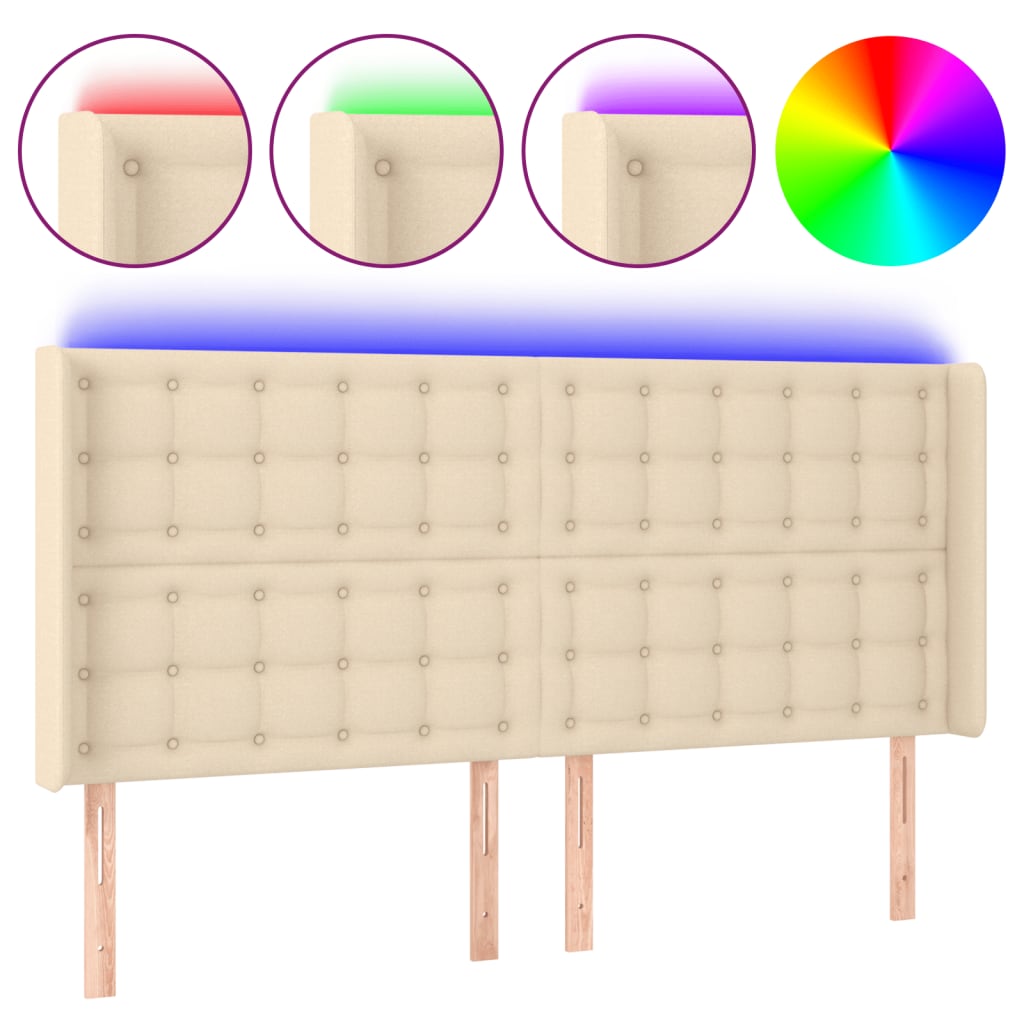 Tête de lit à LED Crème 183x16x118/128 cm Tissu - XIOS