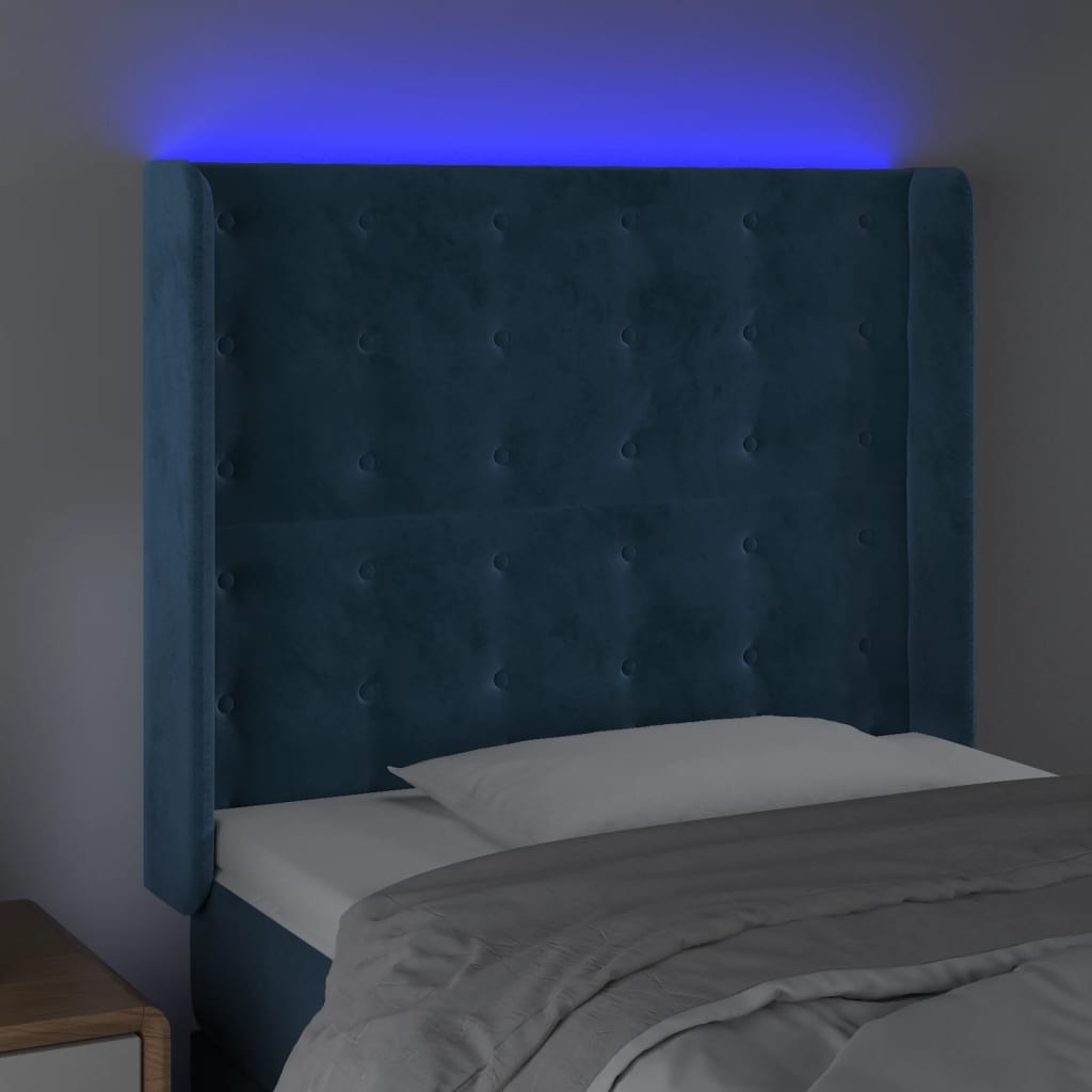 Tête de lit à LED Bleu foncé 83x16x118/128 cm Velours - XIOS
