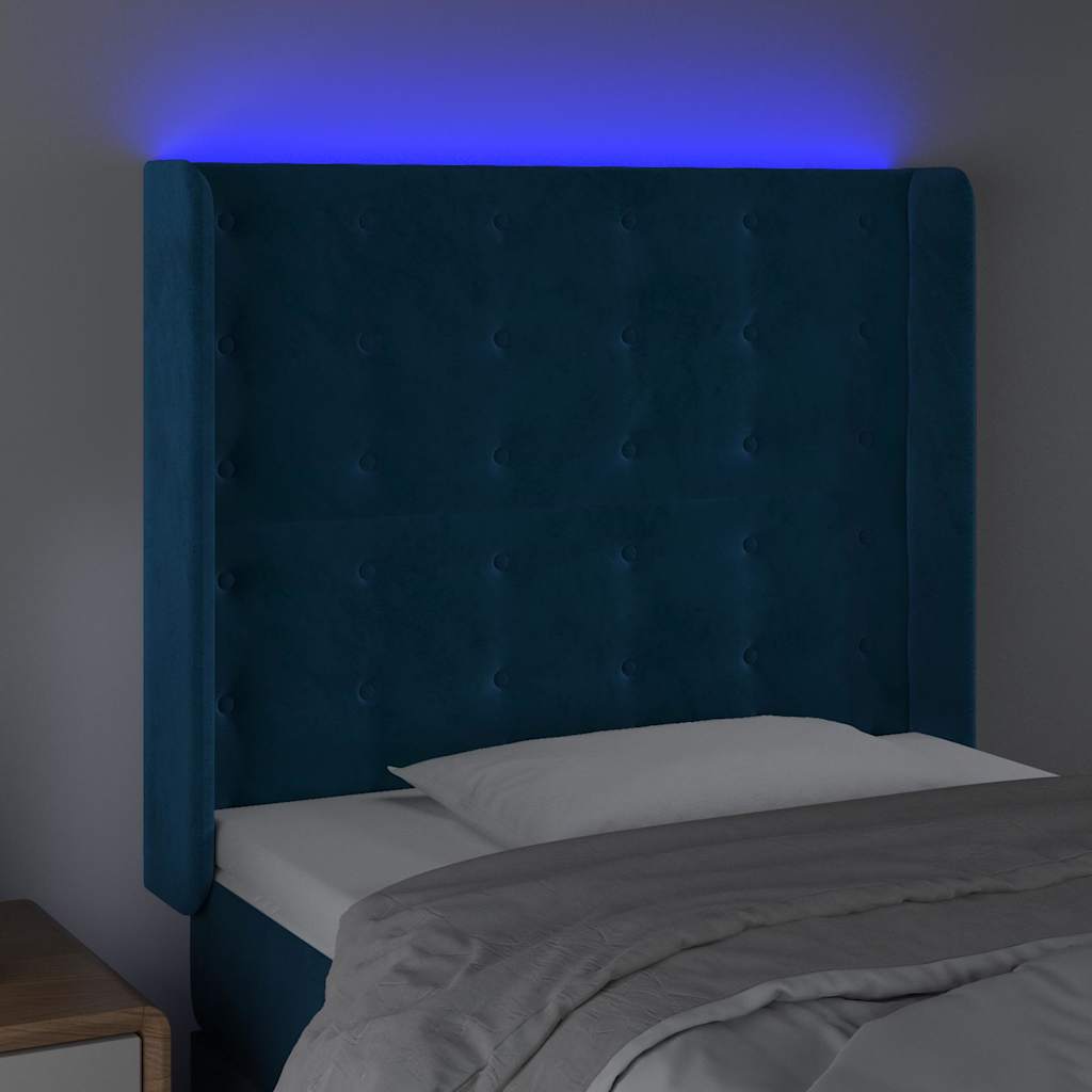Tête de lit à LED Bleu foncé 83x16x118/128 cm Velours - XIOS
