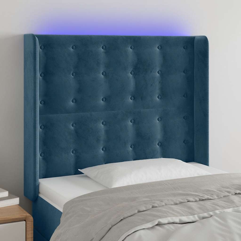 Tête de lit à LED Bleu foncé 83x16x118/128 cm Velours - XIOS