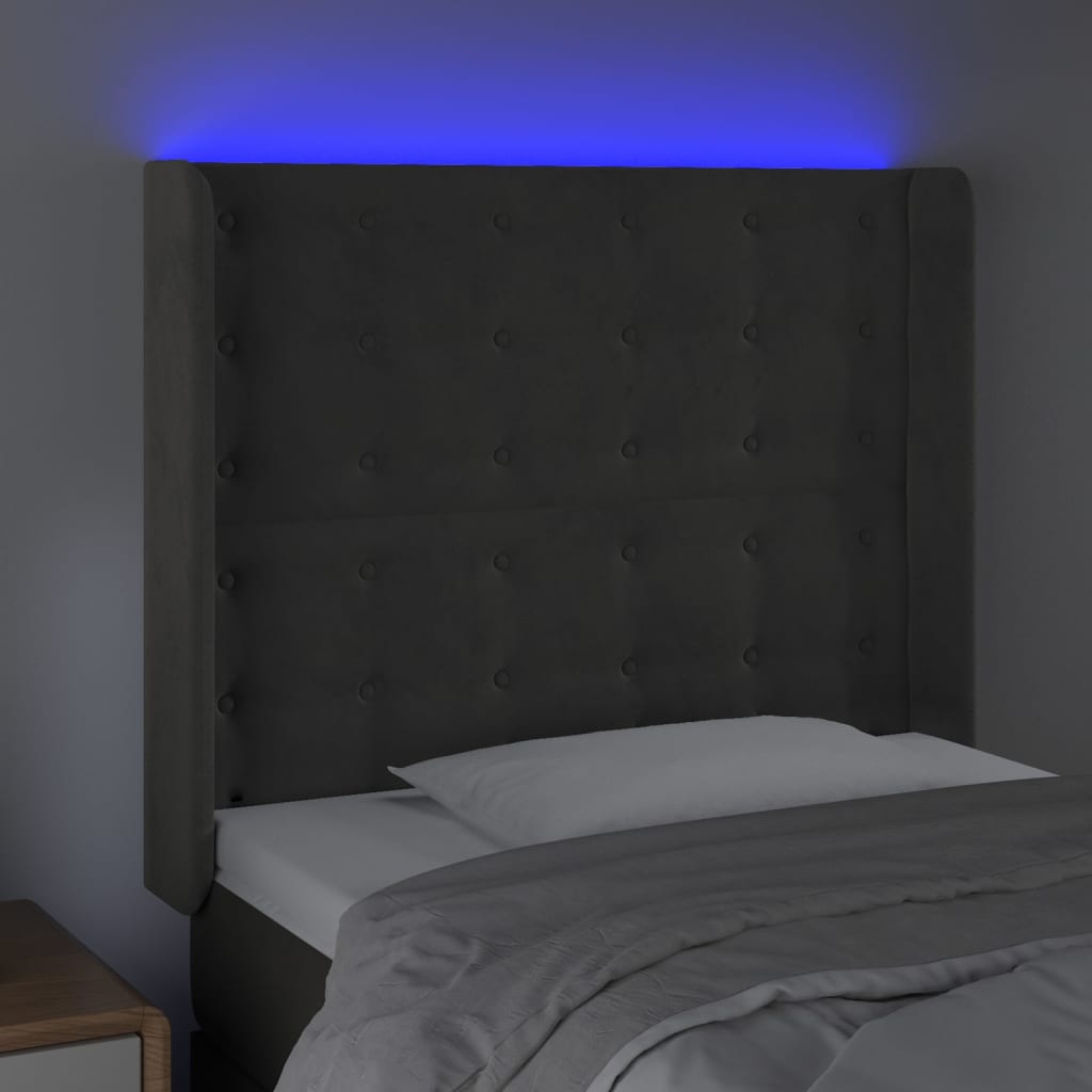 Tête de lit à LED Gris foncé 93x16x118/128 cm Velours - XIOS