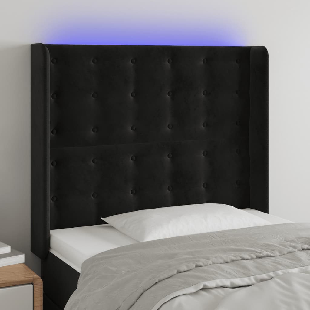 Tête de lit à LED Noir 93x16x118/128 cm Velours - XIOS