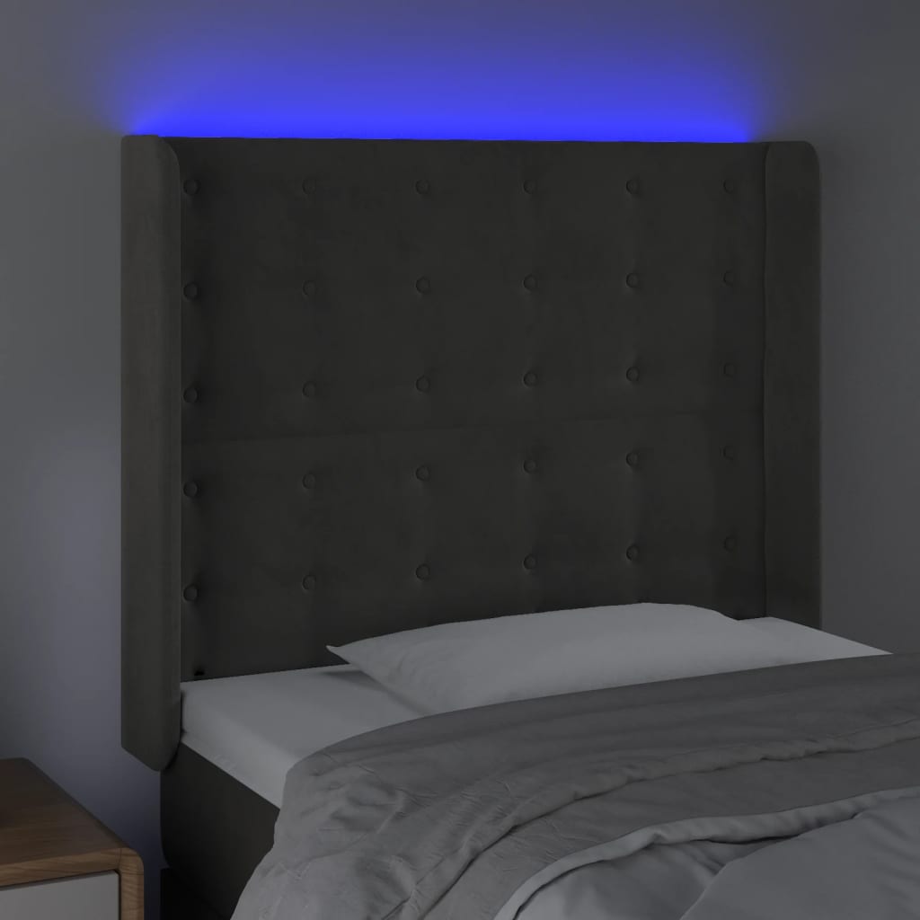 Tête de lit à LED Gris foncé 103x16x118/128 cm Velours - XIOS