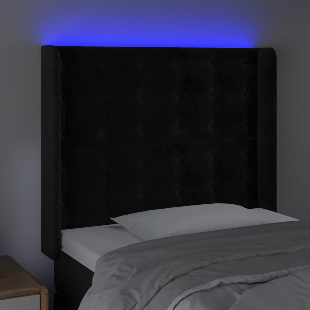 Tête de lit à LED Noir 103x16x118/128 cm Velours - XIOS