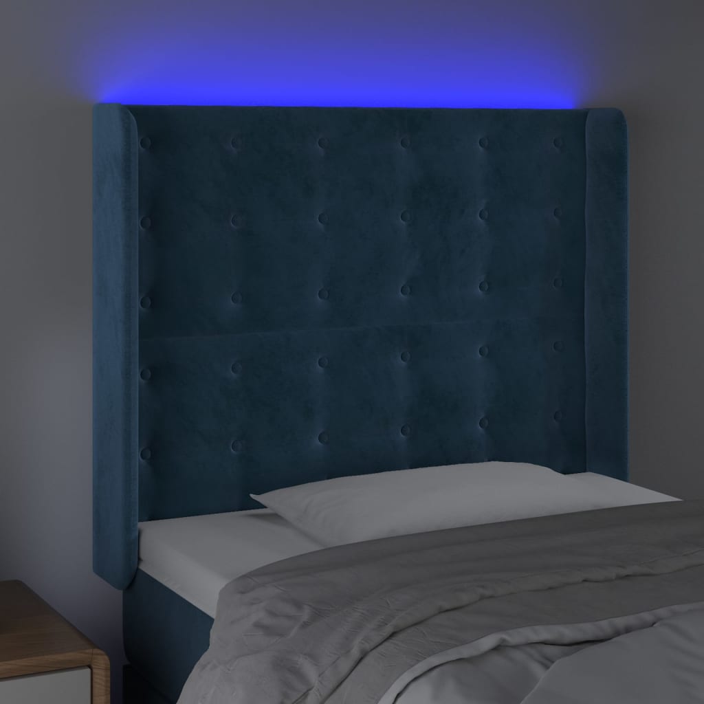 Tête de lit à LED Bleu foncé 103x16x118/128 cm Velours - XIOS