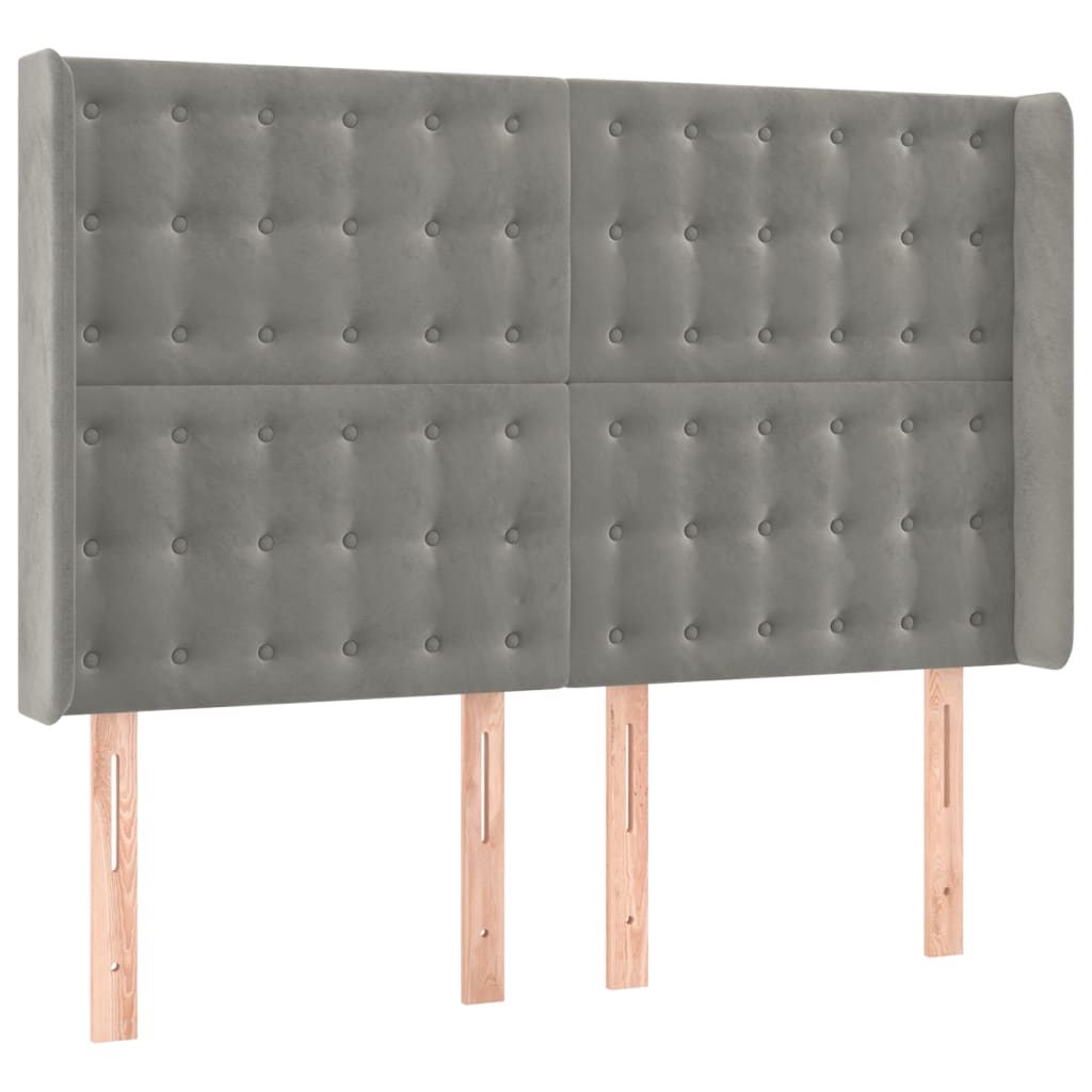 Tête de lit à LED Gris clair 147x16x118/128 cm Velours - XIOS