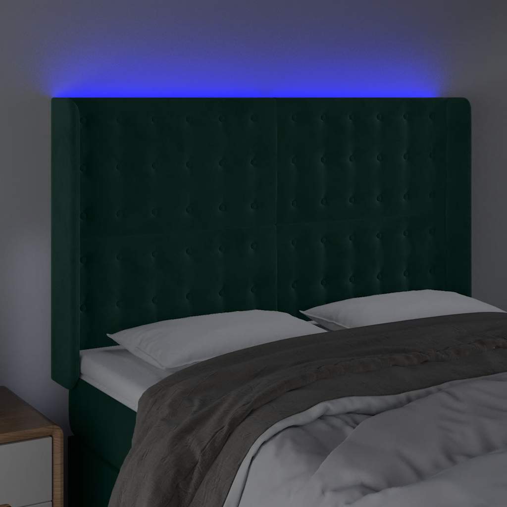 Tête de lit à LED Vert foncé 147x16x118/128 cm Velours - XIOS