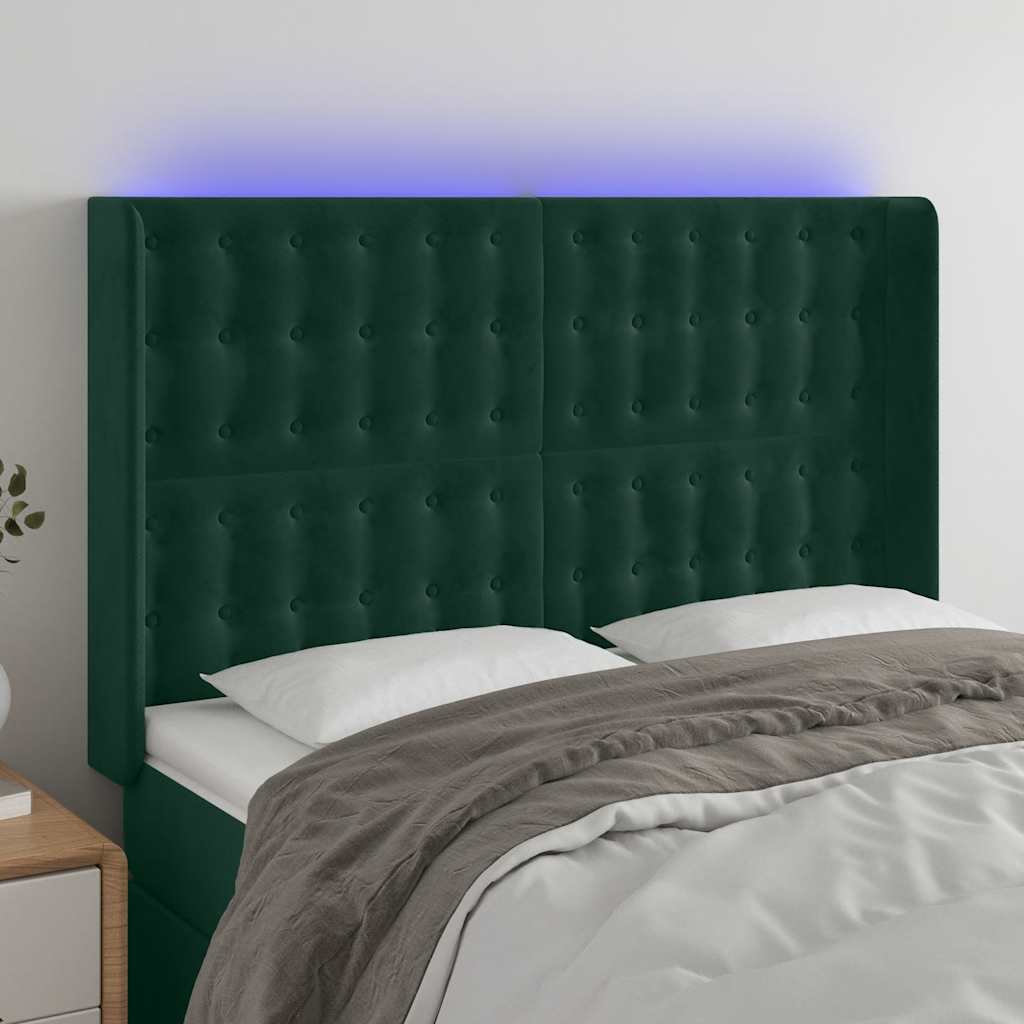 Tête de lit à LED Vert foncé 147x16x118/128 cm Velours - XIOS
