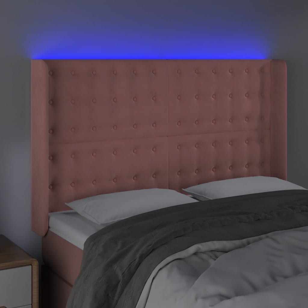 Tête de lit à LED Rose 147x16x118/128 cm Velours - XIOS