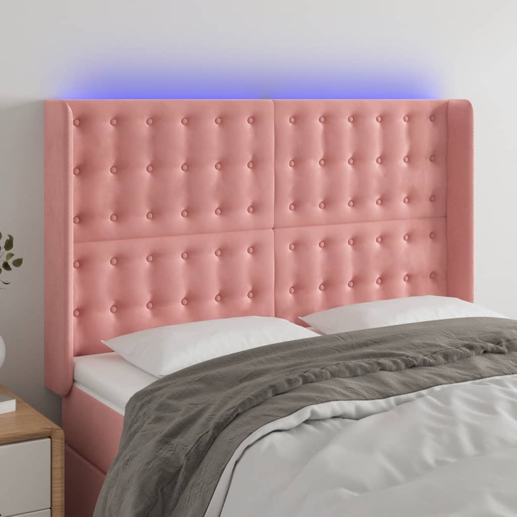 Tête de lit à LED Rose 147x16x118/128 cm Velours - XIOS