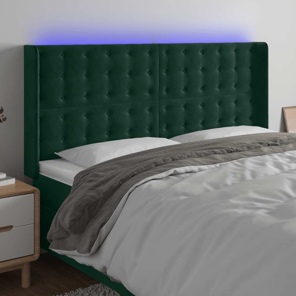 Tête de lit à LED Vert foncé 163x16x118/128 cm Velours - XIOS