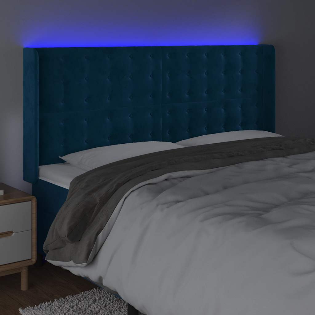Tête de lit à LED Bleu foncé 163x16x118/128 cm Velours - XIOS