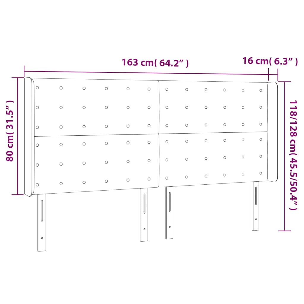 Tête de lit à LED Bleu foncé 163x16x118/128 cm Velours - XIOS