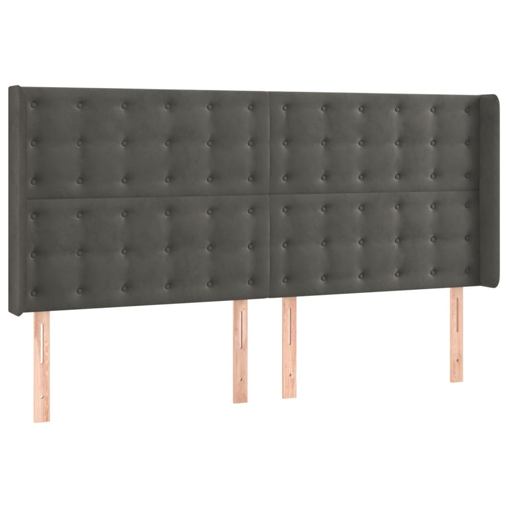 Tête de lit à LED Gris foncé 203x16x118/128 cm Velours - XIOS