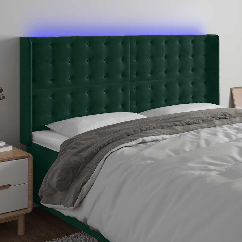 Tête de lit à LED Vert foncé 203x16x118/128 cm Velours - XIOS