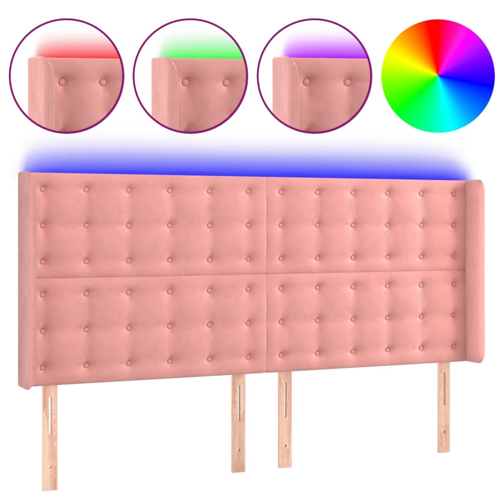 Tête de lit à LED Rose 203x16x118/128 cm Velours - XIOS