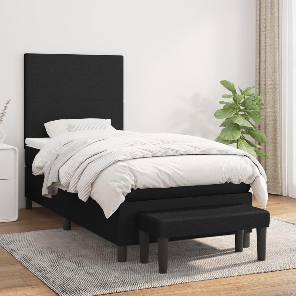 Sommier à lattes de lit et matelas Noir 80x200 cm Tissu - XIOS