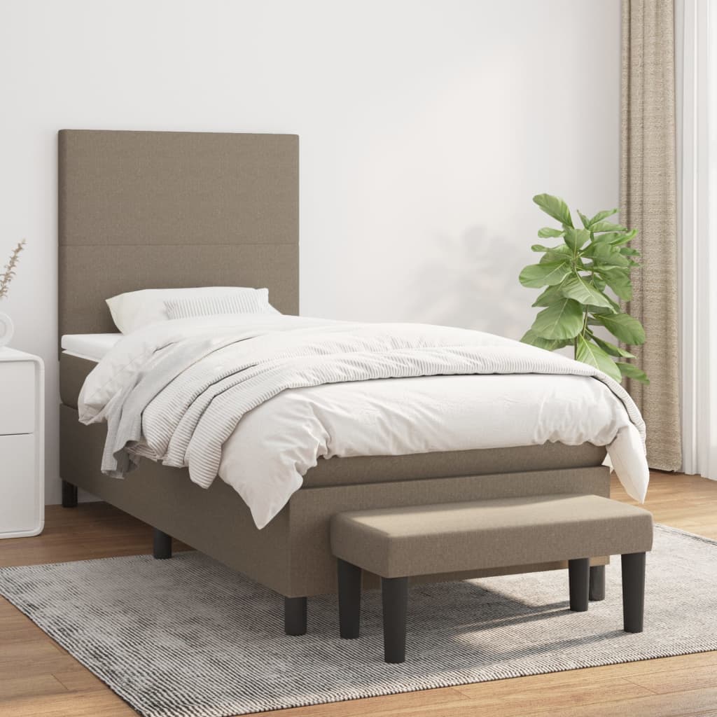 Sommier à lattes de lit avec matelas Taupe 80x200 cm Tissu Lits & cadres de lit vidaXL