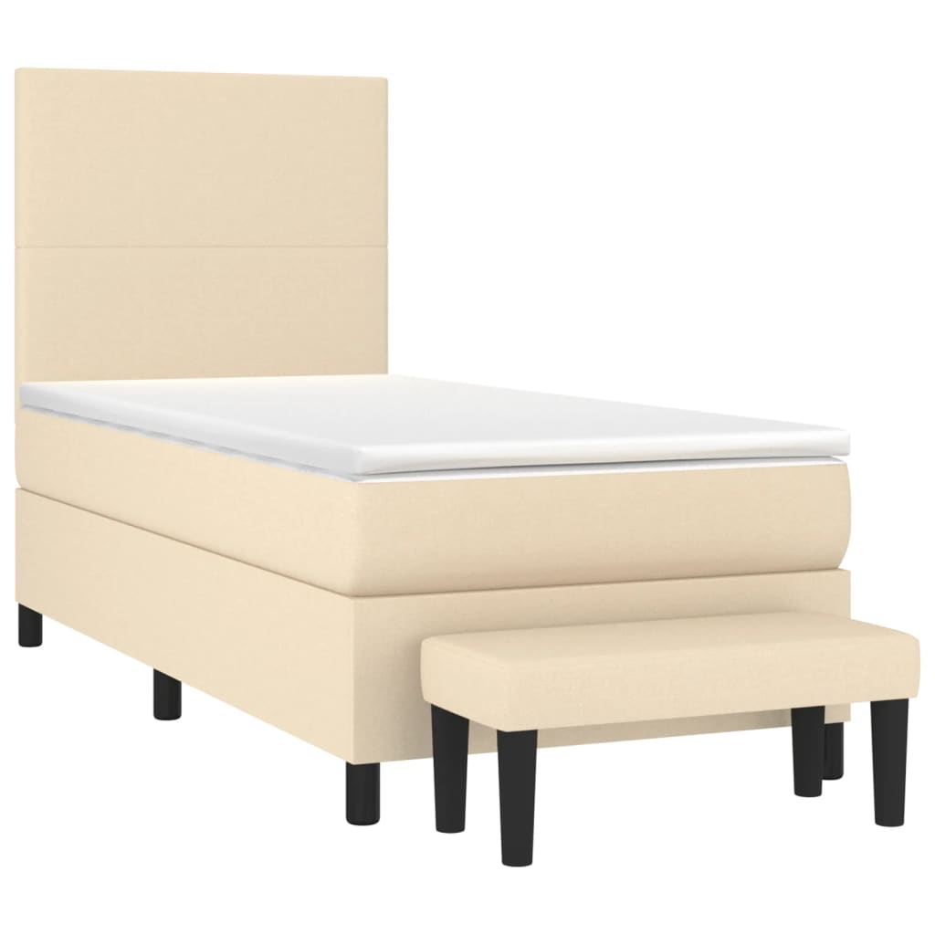 Sommier à lattes de lit et matelas Crème 90x190 cm Tissu - XIOS