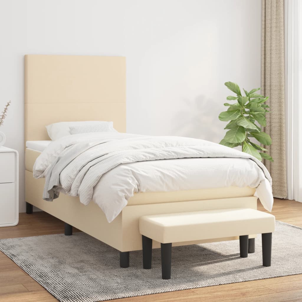 Sommier à lattes de lit et matelas Crème 90x190 cm Tissu - XIOS