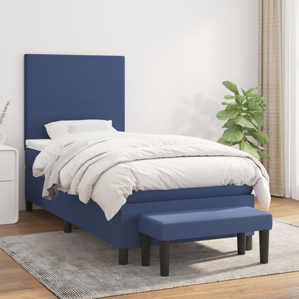 Sommier à lattes de lit avec matelas Bleu 90x190 cm Tissu - XIOS