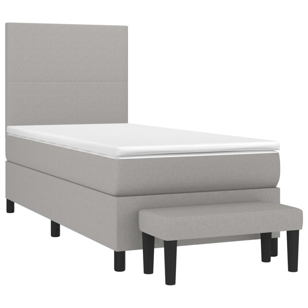 Sommier à lattes de lit avec matelas Gris clair 90x200 cm Tissu - XIOS