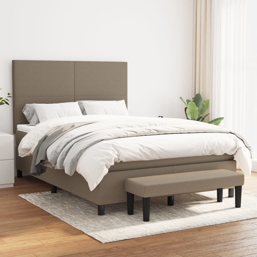 Sommier à lattes de lit avec matelas Taupe 140x190 cm Tissu - XIOS