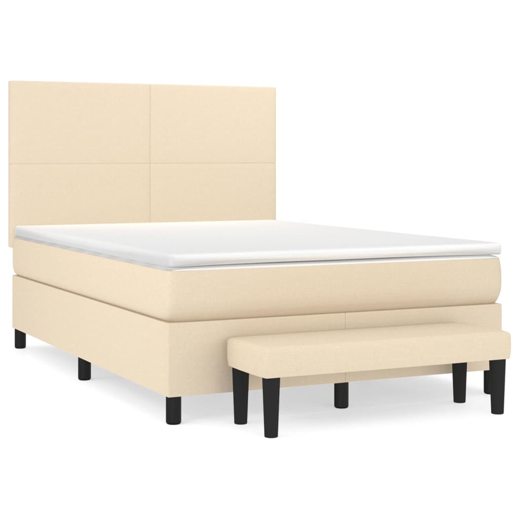 Sommier à lattes de lit avec matelas Crème 140x190 cm Tissu