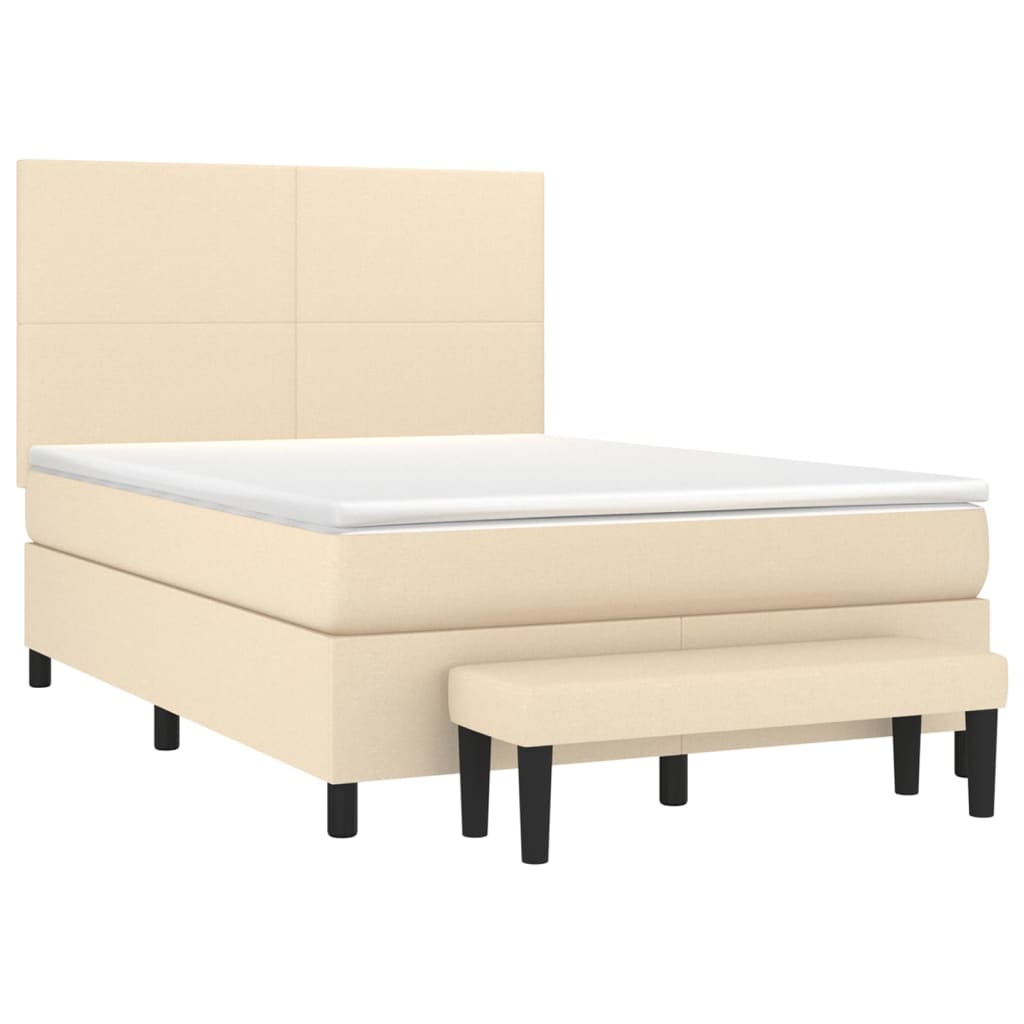 Sommier à lattes de lit avec matelas Crème 140x190 cm Tissu
