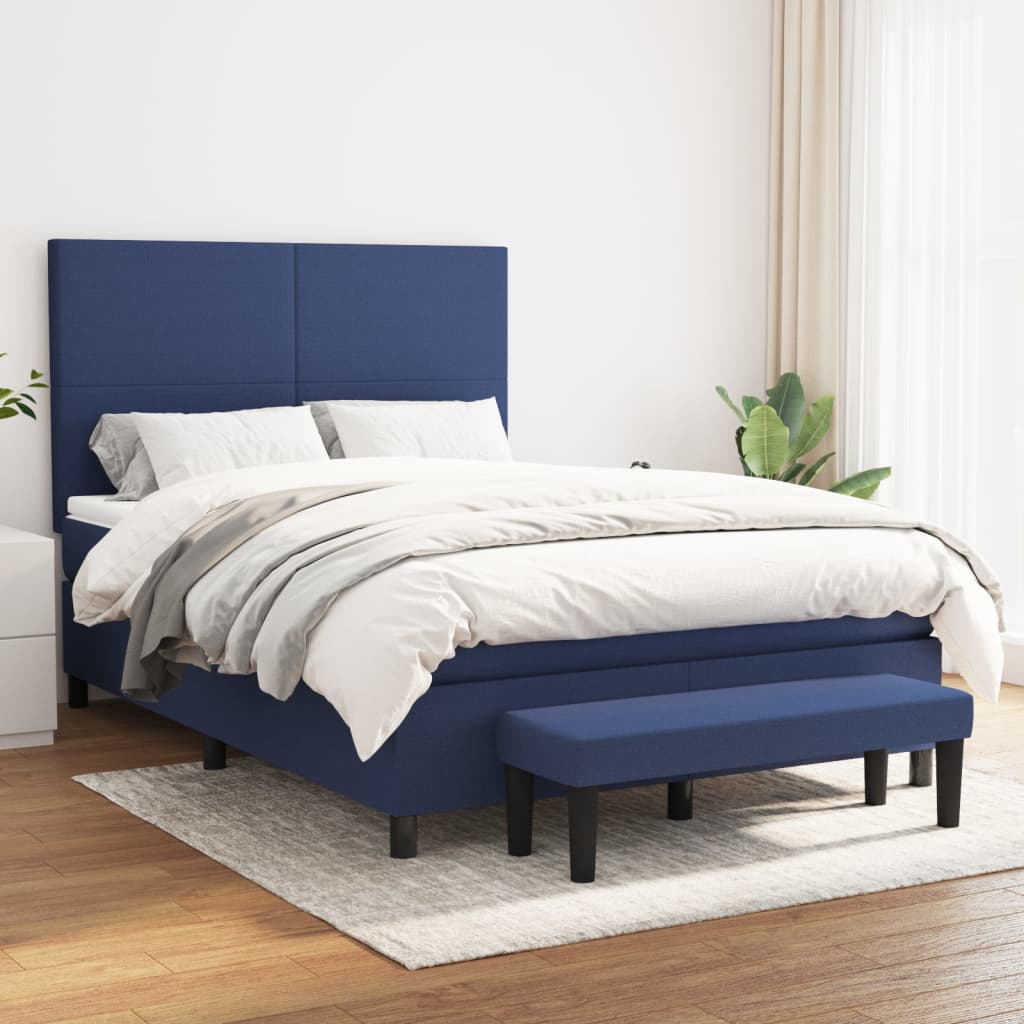 Sommier à lattes de lit avec matelas Bleu 140x200 cm Tissu - XIOS
