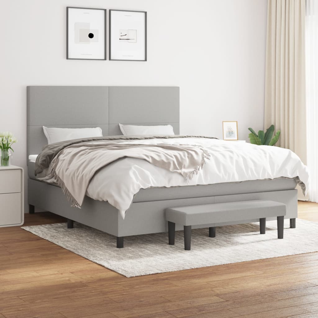 Sommier à lattes de lit avec matelas Gris clair 160x200cm Tissu - XIOS