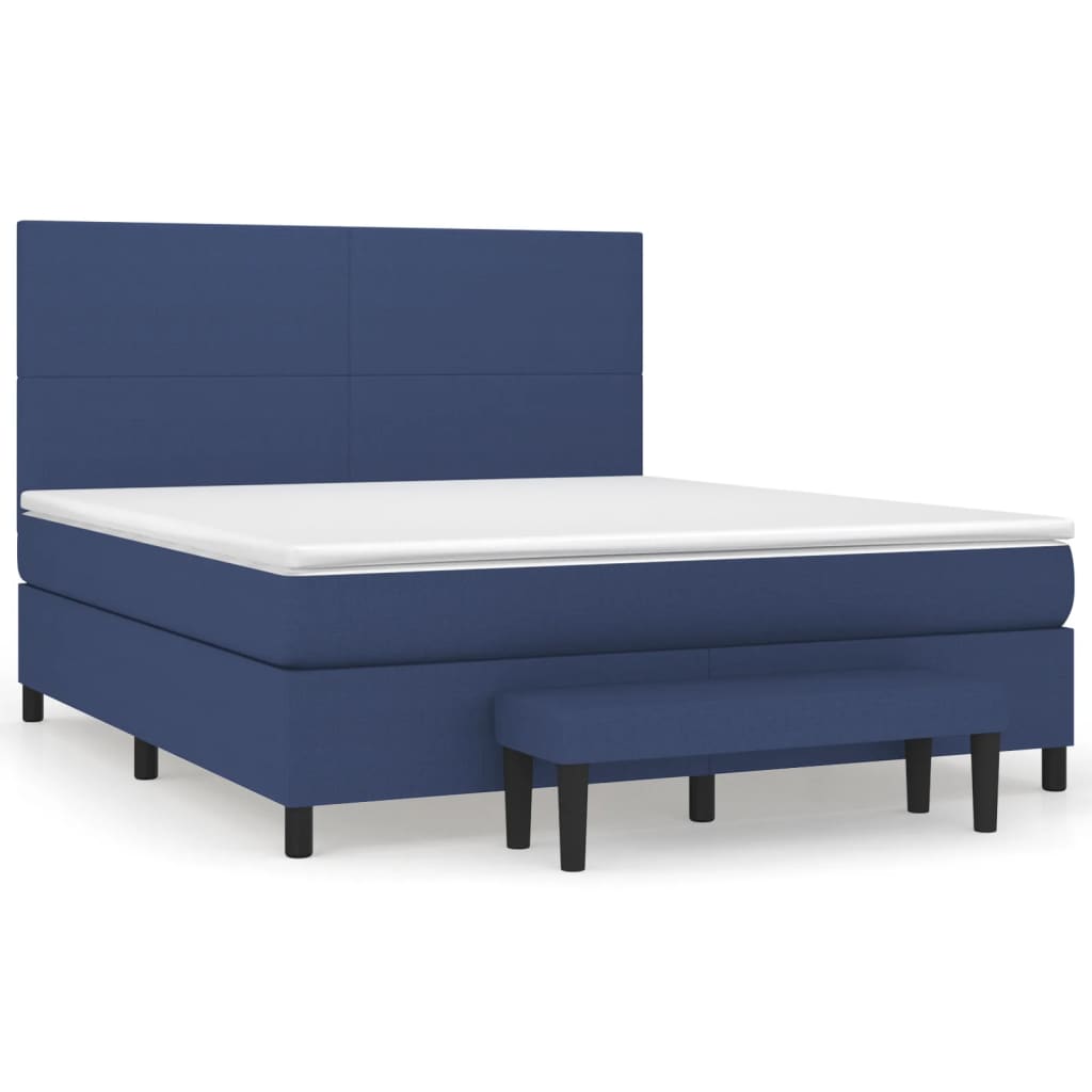 Sommier à lattes de lit avec matelas Bleu 160x200 cm Tissu - XIOS
