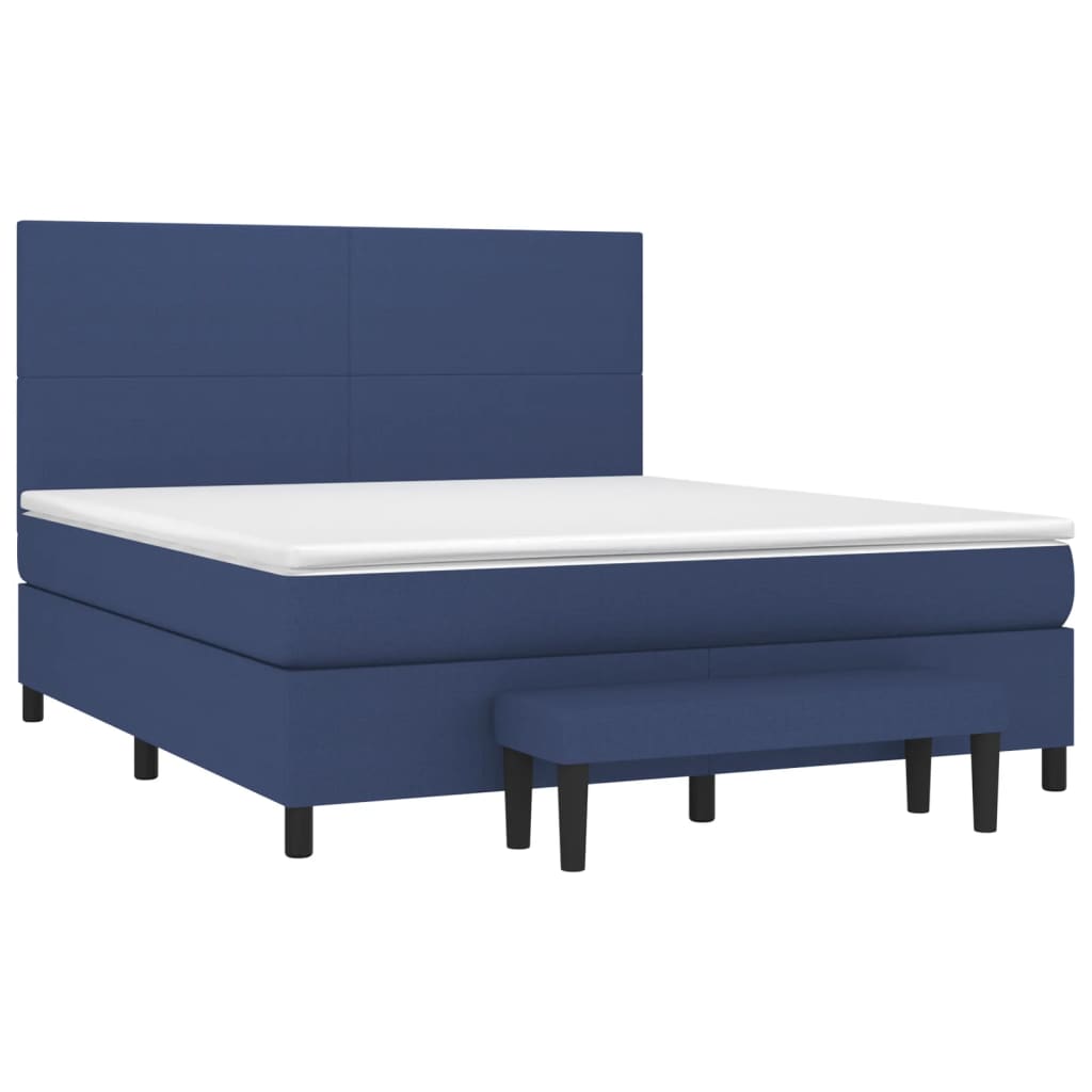 Sommier à lattes de lit avec matelas Bleu 160x200 cm Tissu - XIOS