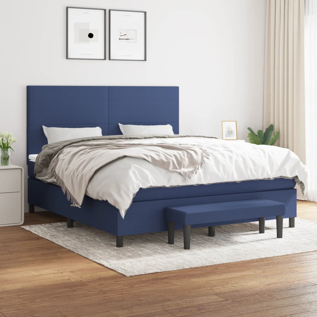 Sommier à lattes de lit avec matelas Bleu 160x200 cm Tissu - XIOS