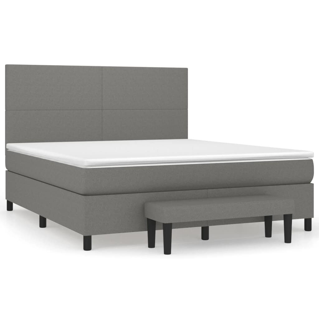 Sommier à lattes de lit avec matelas Gris foncé 180x200cm Tissu - XIOS