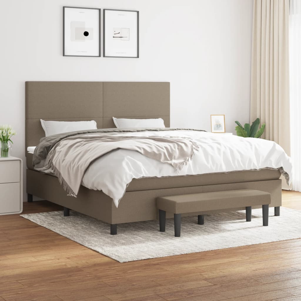 Sommier à lattes de lit avec matelas Taupe 180x200 cm Tissu - XIOS