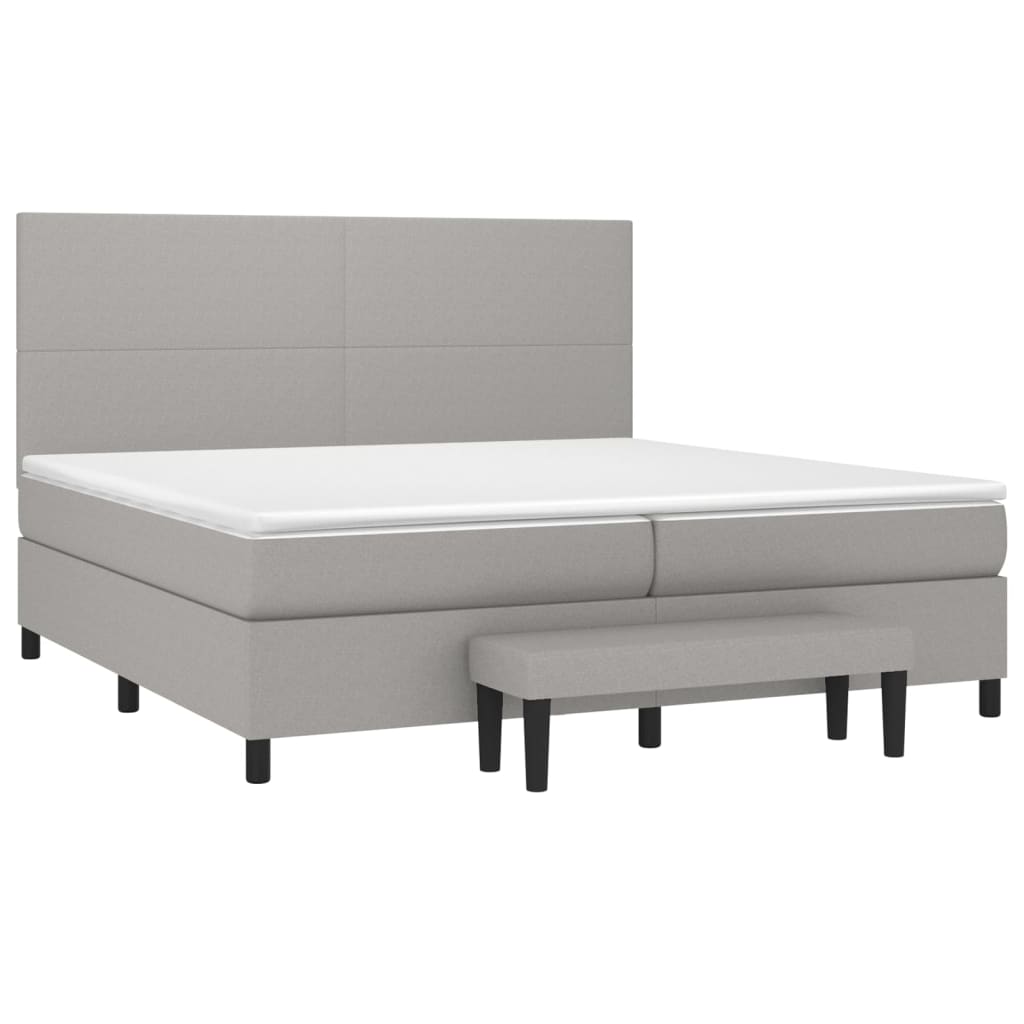 Sommier à lattes de lit avec matelas Gris clair 200x200cm Tissu - XIOS