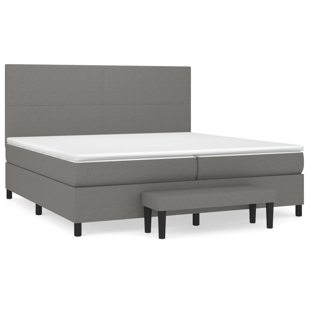 Sommier à lattes de lit avec matelas Gris foncé 200x200cm Tissu - XIOS