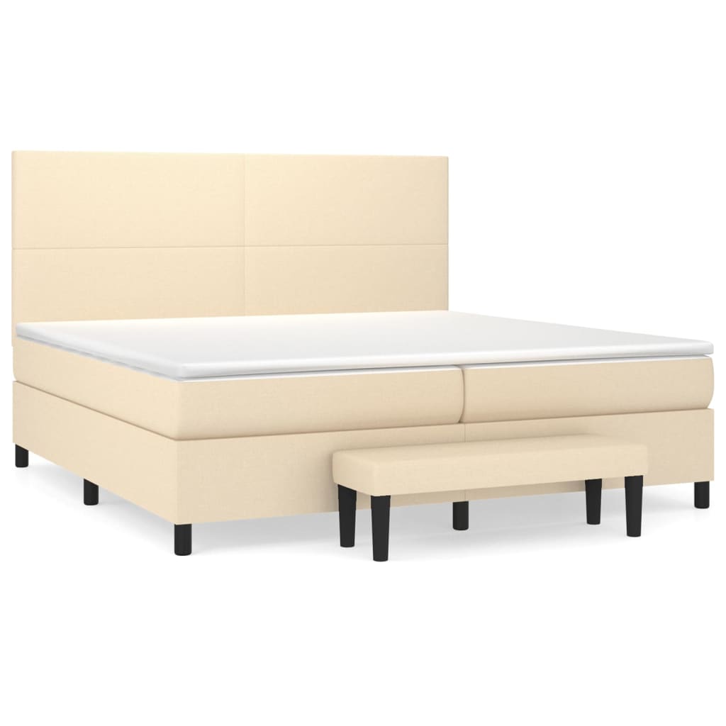 Sommier à lattes de lit avec matelas Crème 200x200 cm Tissu - XIOS