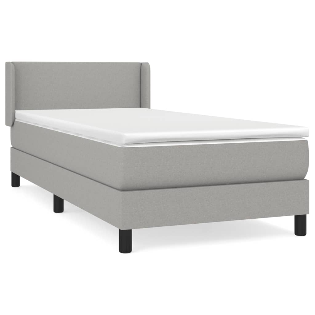 Sommier à lattes de lit et matelas Gris clair 90x190 cm Tissu - XIOS