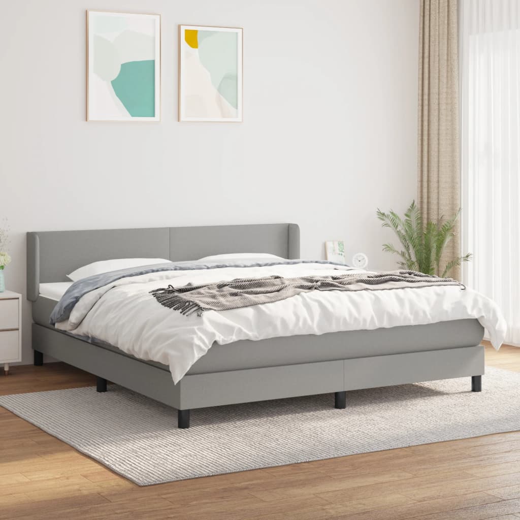 Sommier à lattes de lit avec matelas Gris clair 160x200cm Tissu - XIOS