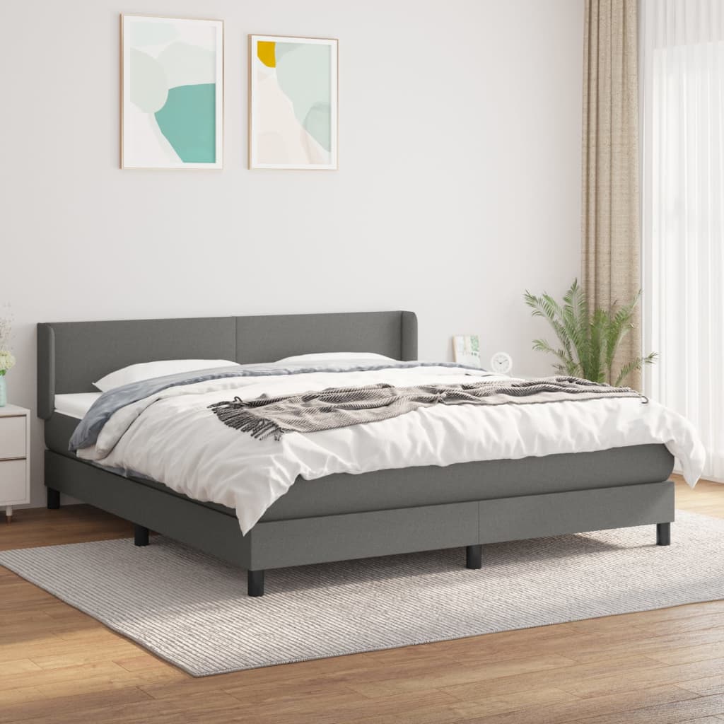 Sommier à lattes de lit avec matelas Gris foncé 160x200cm Tissu - XIOS